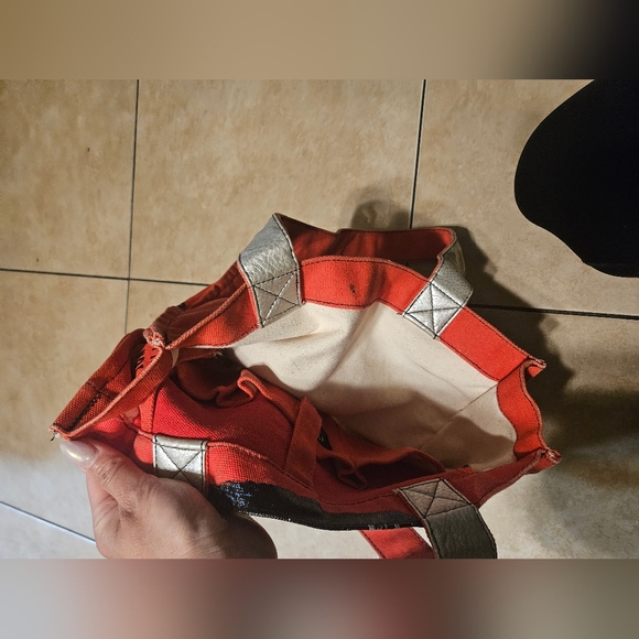 ANDY WARHOL x Loop NYC Red Jackie O Bag Distressed Tote Canvas Bag. - Picture 6 of 6